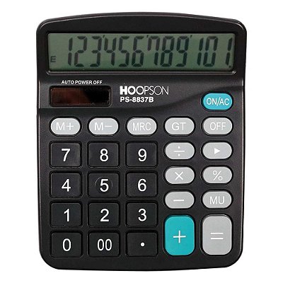 Calculadora de Mesa 12 Dígitos Preta Hoopson PS-8837B