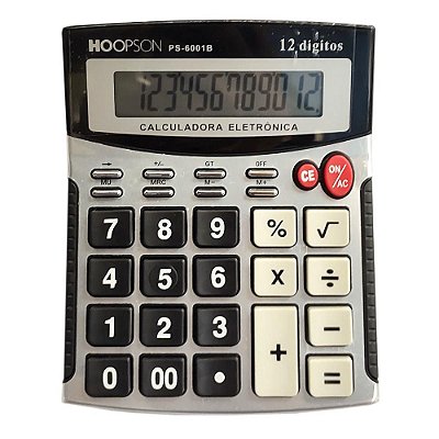 Calculadora de Mesa 12 Dígitos Cinza Hoopson PS-6001B