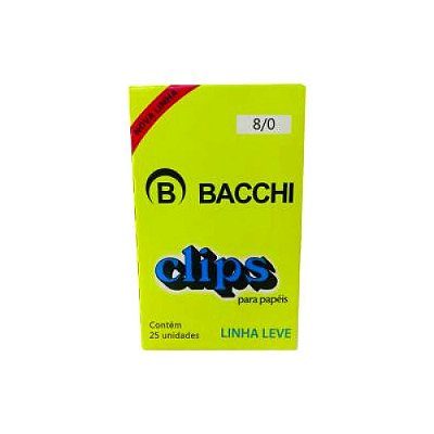 Clips para Papel Aço Galvanizado 8/0 c/ 25 Un Bacchi 0910-4