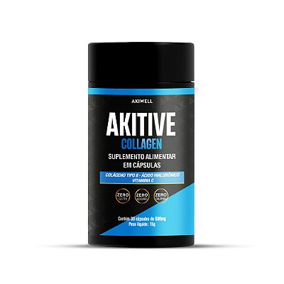 Akitive Collagen - Colágeno Tipo 2 + Ácido Hialurônico + Cúrcuma