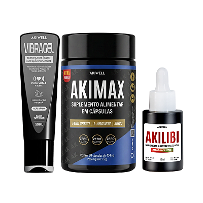 Kit Potência Masculina 01 Akimax + 01 Akilibi + 01 Vibragel