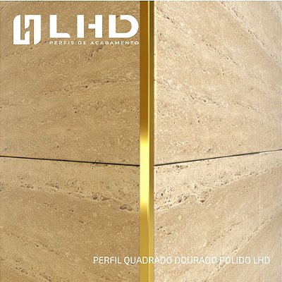 Perfil Quadrado P Inox Dourado para Acabamento de revestimentos em paredes.