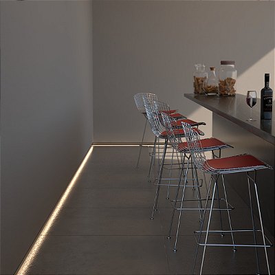 Rodapé Invertido LHD com nicho para LED para embutimento em parede de Alvenaria