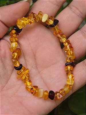 Pulseira Mista de Âmbar e Âmbar Báltico Cascalho