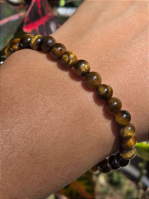 Pulseira de Olho de Tigre - 6mm - Esferas