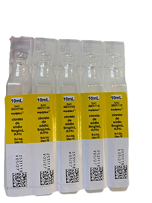 SOLUÇÃO FISIOLÓGICA 0,9% 10ml - cx c 200 ampolas
