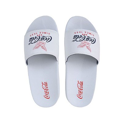 Chinelo Feminino Coca Cola Shoes Slide Always Branco  CC3356