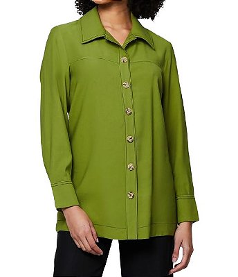 Camisa Feminina Infini Pesponto Verde Folhagem - S53323
