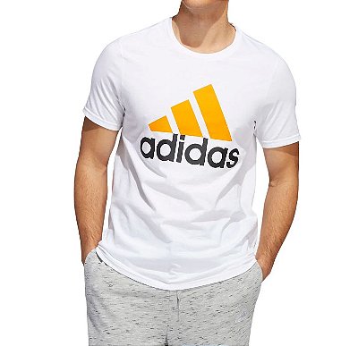 Camiseta Masculina Adidas Basic White Orange - HH9024