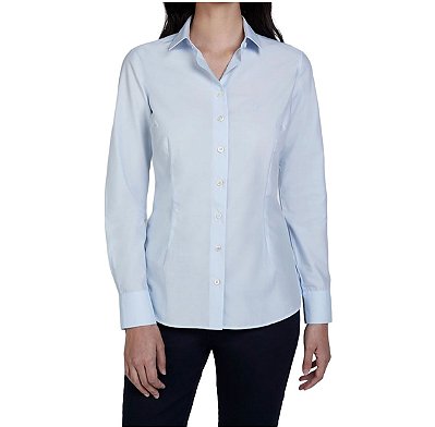 Camisa Feminina Dudalina ML Tricoline Slim Azul - 53010