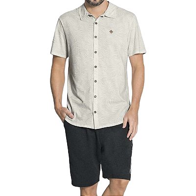 Camisa Masculina Fico Malha Tropical Bege - 38661