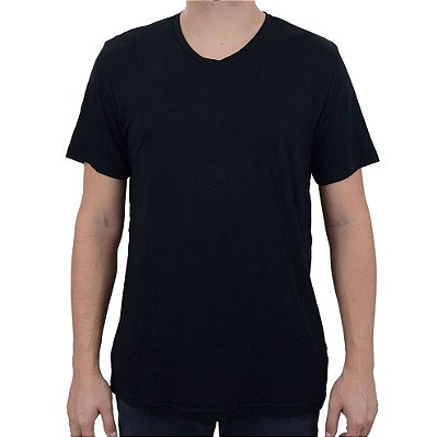 Camiseta Masculina Fico Viscose Gola V Preta - 00836