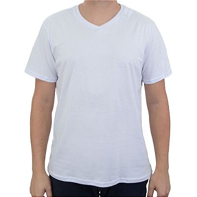 Camiseta Masculina Fico Gola V Branca - 00821