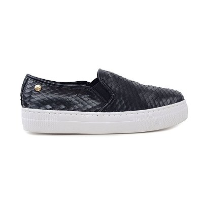 Tênis Feminino Giulia Domna Couro Escamado Preto - 327.75
