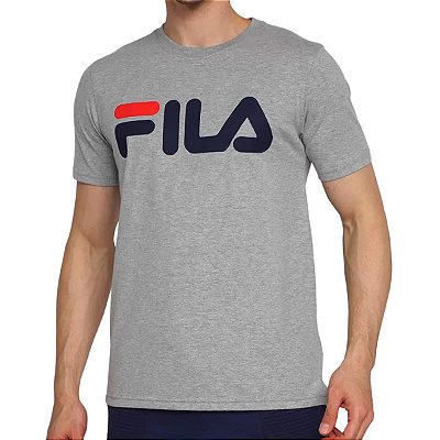 Camiseta Masculina Fila MC Letter Premium Cinza Mescla 10430