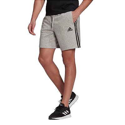 Shorts Masculino Adidas Essentials 3 Listras Cinza - Gk9599