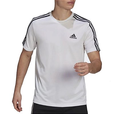 Camiseta Masculina Adidas 3 Listras White Black - GM2156