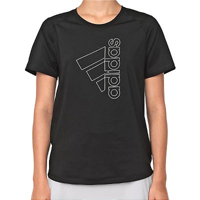 Camiseta Feminia Adidas Tech Badge Of Sport Black Whithe