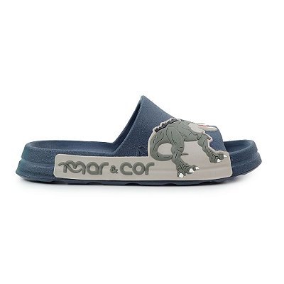 Chinelo Slide Infantil Masculino Mar & Cor Dino Azul - 38700