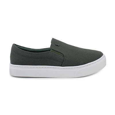 Tênis Feminino Slip On Santa Lolla Lona Verde Militar-1AC11E