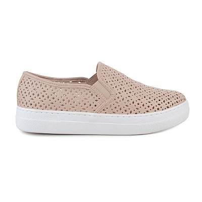 Tênis Feminino Giulia Domna Slip On Vazado Bege - 327