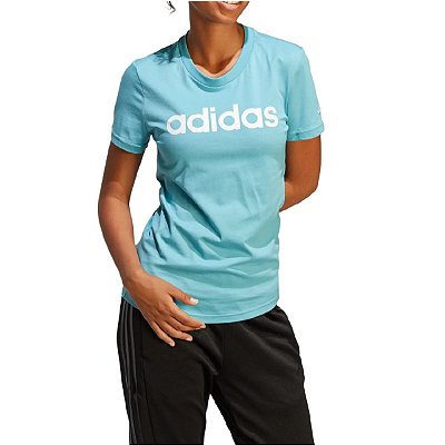Camiseta Feminina Adidas Essentials Slim Logo Azul - IC0629