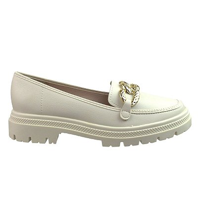 Sapato Feminino Moleca Oxford Tratorado Branco Off  - 5775