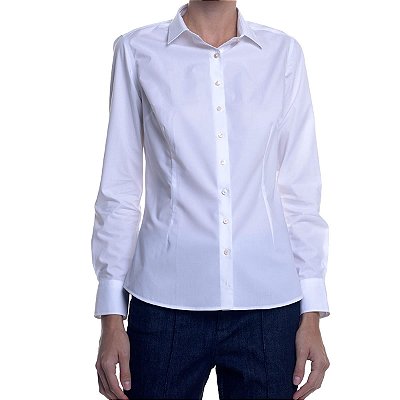 Camisa Feminina Dudalina ML Slim Tricoline Branca - 530103