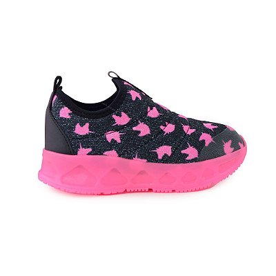 Tênis Infantil Novopé LED Unicórnio Preto Pink - 30001253