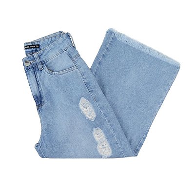 Calça Jeans Feminina Recuzza Pantacourt Azul - 10506