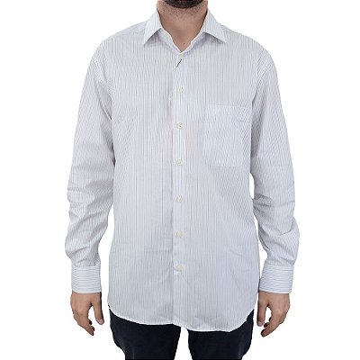 Camisa Masculina Dudalina ML Comfort Listra Branca - 530427