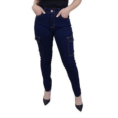 Calça Jeans Feminina Recuzza Cargo Azul Escuro - 10720