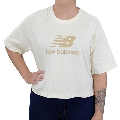 Camiseta Feminina New Balance MC Cropped Bege - WT31534B