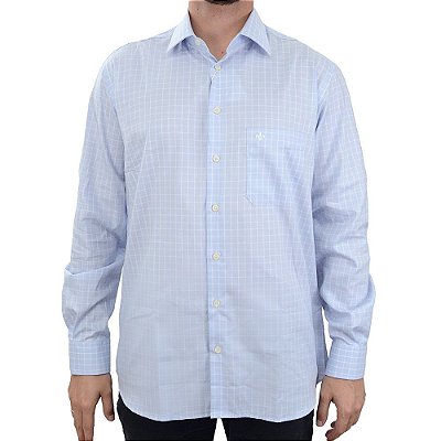 Camisa Masculina Dudalina ML Comfort Fit Xadrez Azul - 53042
