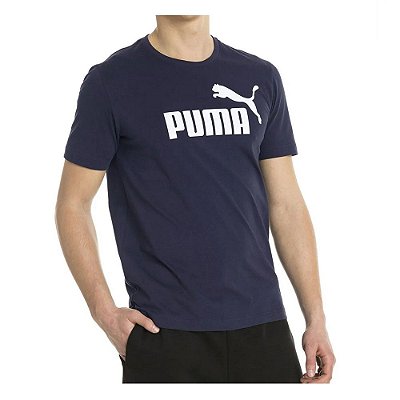 Camiseta Masculina Puma Logo Tee Peacoat Azul - 68076703