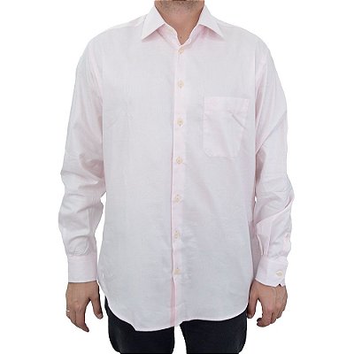 Camisa Masculina Dudalina ML Comfort Rosa Plus Size - 530322
