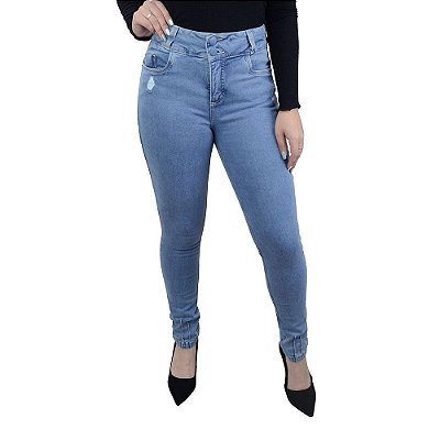 Calça Jeans Feminina Tharog Cigarrete Curve Up Azul - TH1731