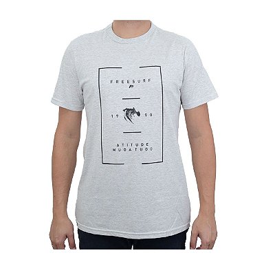 Camiseta Masculina Freesurf MC Ninety Branco Mescla - 110405