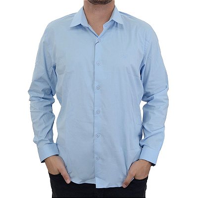 Camisa Masculina Docthos Slim Tricoline Azul Celeste - 11907