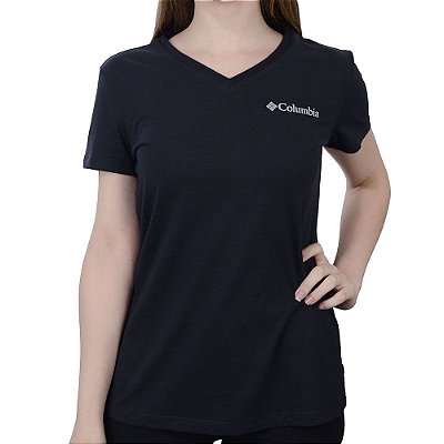 Camiseta Feminina Columbia MC Decote V Preta - 320464