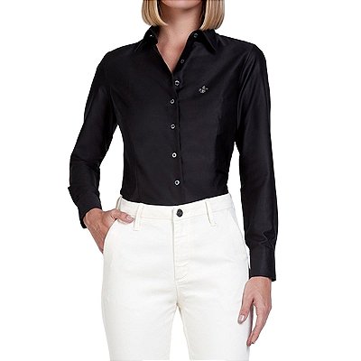 Camisa Feminina Dudalina ML Luxury Slim Preta - 530103