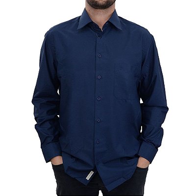 Camisa Masculina Dudalina ML Comfort Marinho Plus Size 53010