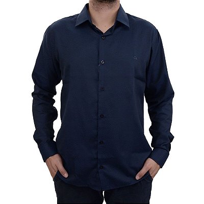 Camisa Masculina Ogochi ML Essencial Slim Marinho - 001481