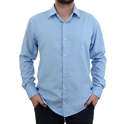 Camisa Masculina Ogochi ML Essencial Slim Azul - 001470