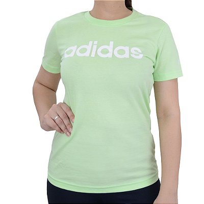 Camiseta Feminina Adidas Logo Verde Claro - IS209
