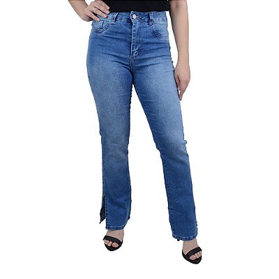 Calça Jeans Feminina Sawary Reta Azul Médio - 275426