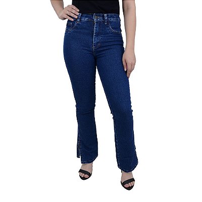 Calça Jeans Feminina Sawary Reta Azul Escuro - 275426