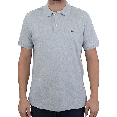 Camisa Polo Masculina Lacoste Regular Fit Cinza Claro - DH20