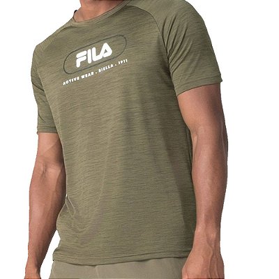 Camiseta Masculina Fila MC Sport Melange Verde - F11A