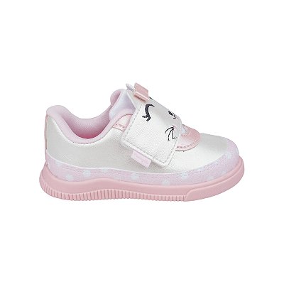 Tênis Infantil Feminino Pampili Pom Pom Branco e Rosa - 6990
